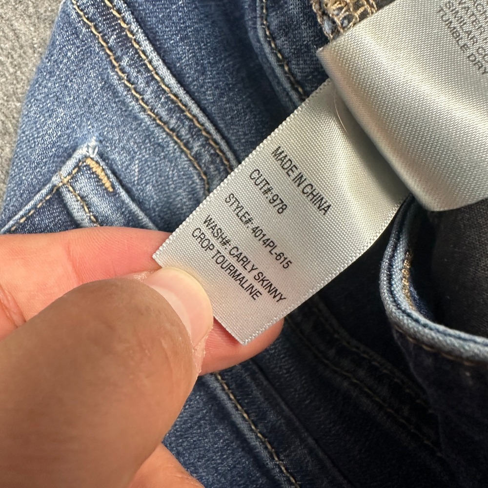 Articles of Society Carly Crop Skinny Jeans Womens 26 Blue Raw Hem Mid Rise - Picture 4 of 11